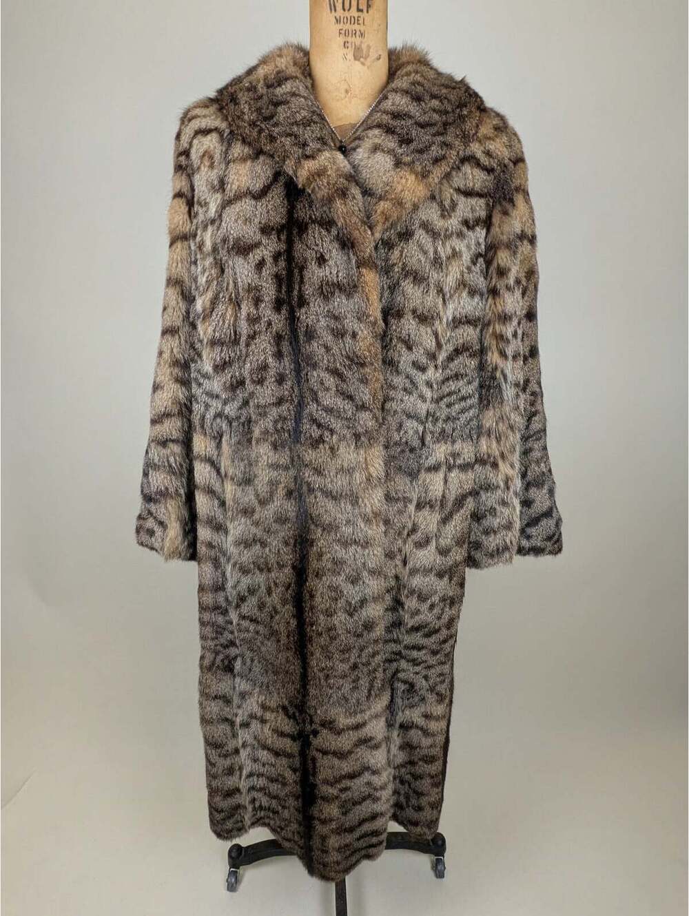 1960's real wildcat fur full length coat